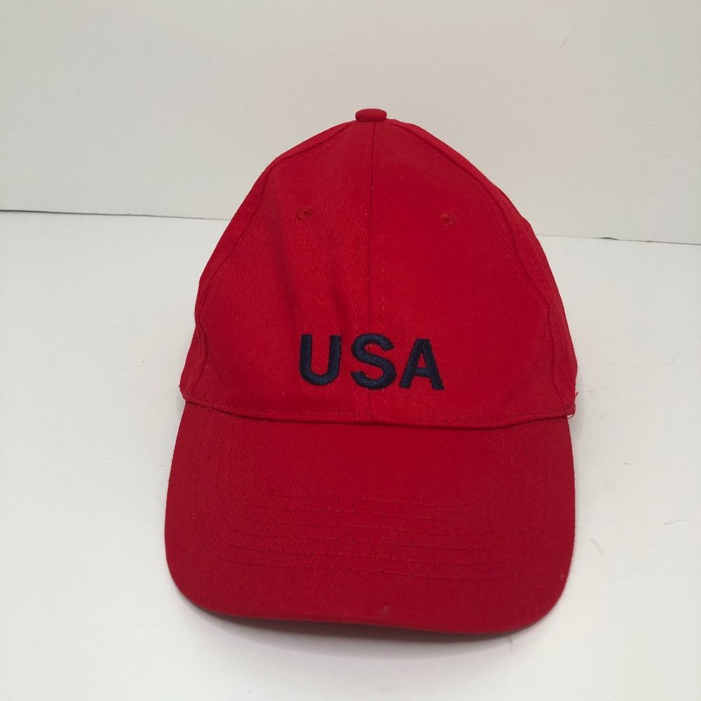 NEW - Red USA Hat - Cotton - OS Patriotic Minimalist Classic Festival American